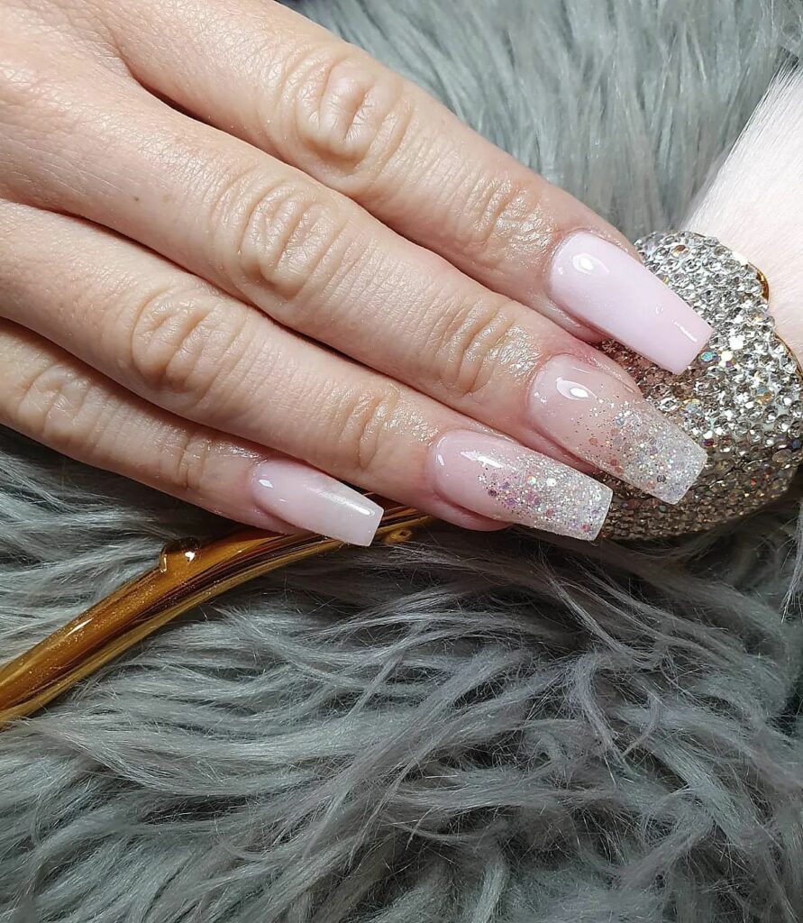 Embrace Glamour with 30 Ombre Nails With Glitter for 2024 29 Baby Glitter Gradient