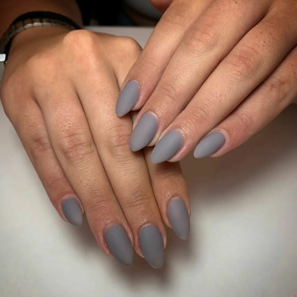 Embrace Neutrals with 35 Grey Nail Designs for 2024 33 Grey Almond Nails