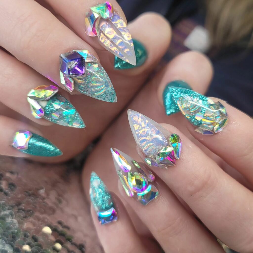 45 Latest Nails With Rhinestones Designs To Try In 2024! 13 Bold And Colorful Rhinestone Nails