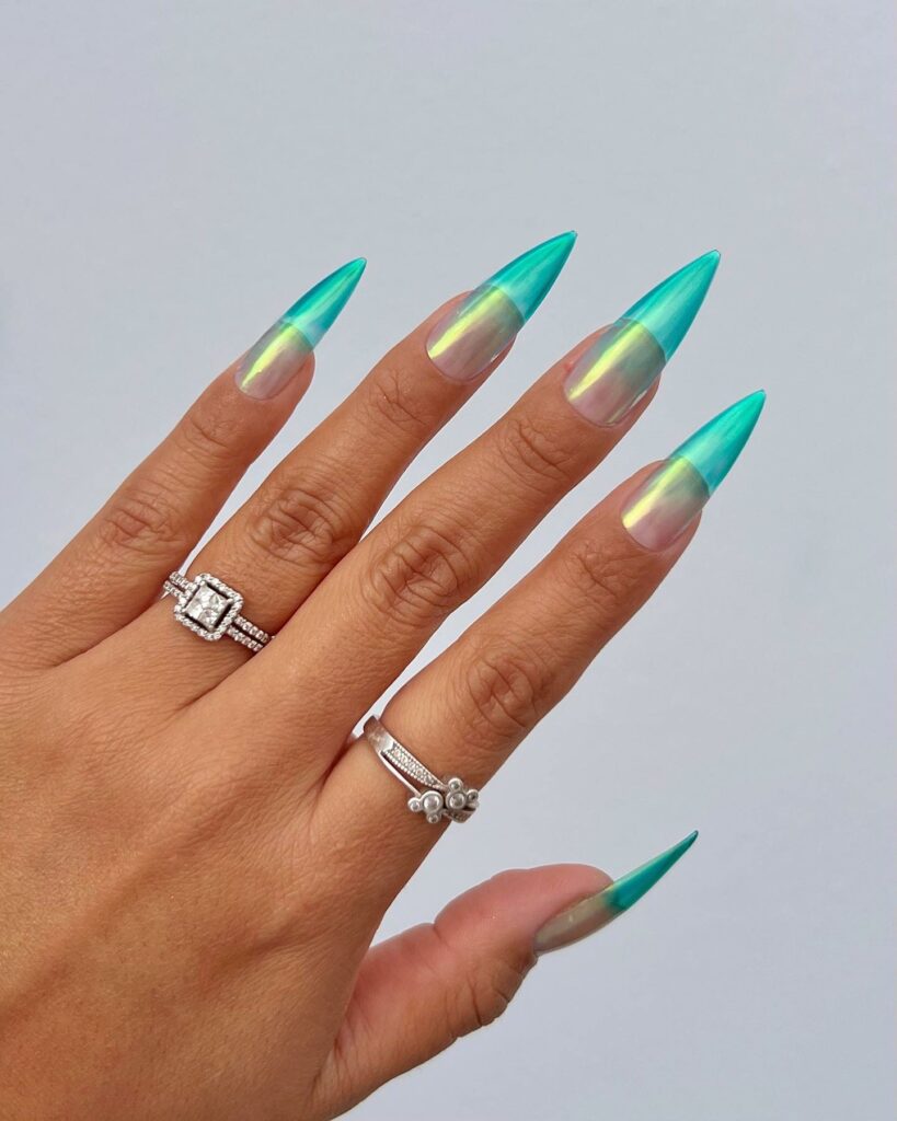 Refresh with 30 Green Ombre Nail Designs in 2024 21 Aqua and White Ombre Nails