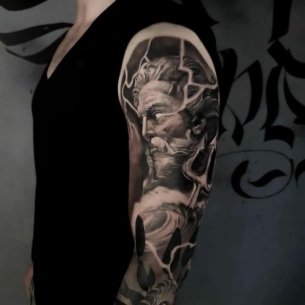 10+ Male Aquarius Tattoo Ideas That Will Blow Your Mind! 17 Aquarius God Full Sleeve Tattoo