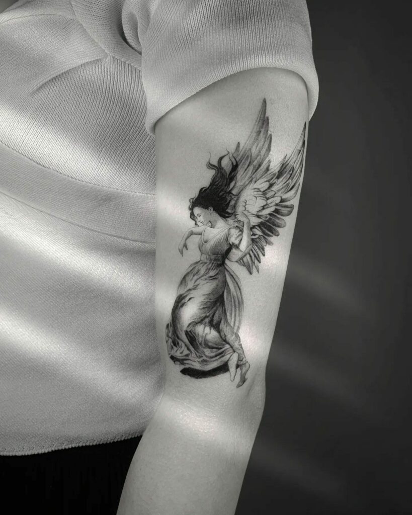 11+ Female Protector Guardian Angel Tattoo Ideas That Will Blow Your Mind! 11 Archangel Tattoo
