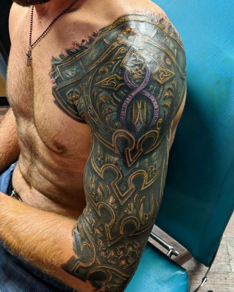 9 Latest Armor Sleeve Tattoos To Inspire You In 2024! 10 Armor Tattoo Inspired From Medieval Art Style