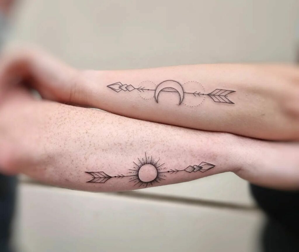 10+ Matching Sun And Moon Tattoo Ideas That Will Blow Your Mind! 20 Arrow X Sun And Moon Tattoo