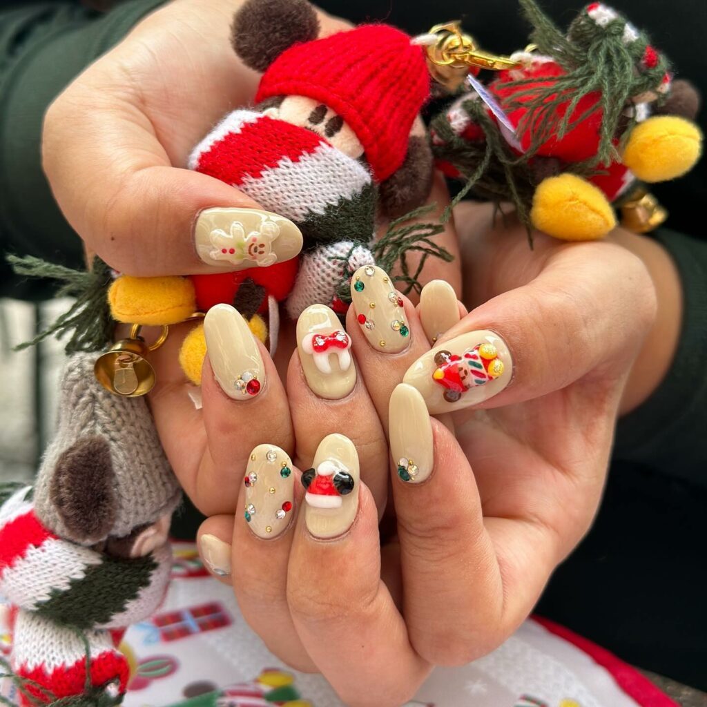 Immerse in Magic with 33 Disney Christmas Nail Ideas in 2024 38 Artistic 3D Mickey Mouse Disney Christmas Nails