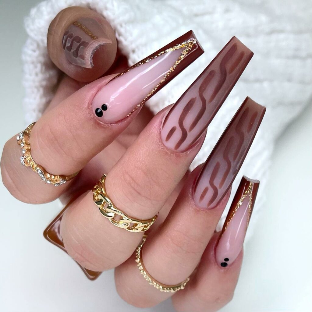 20 Latest Brown Acrylic Nails Ideas To Try In 2024! 17 Artistic Brown Acrylic Nails