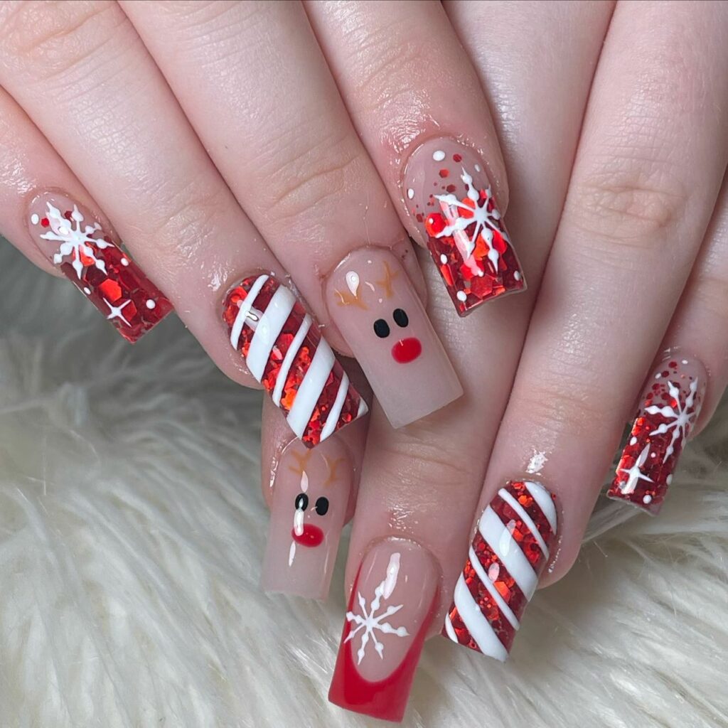 Sport 35 Festive Red Christmas Nails in 2024 19 Artistic Brushstrokes on Red Christmas Nails