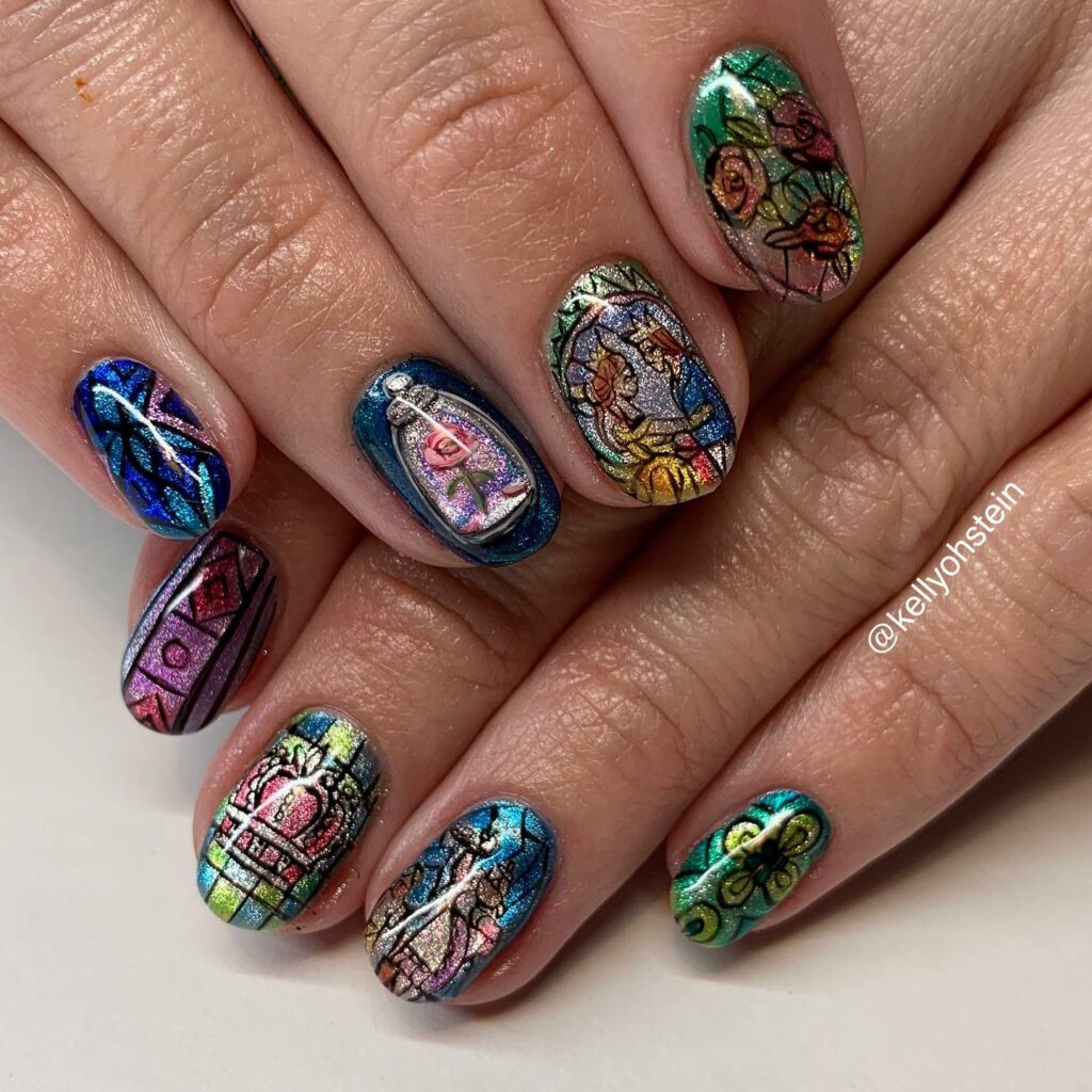 20 Latest Beauty and the Beast Nail Ideas To Try In 2024! 13 Artistic Short Beauty and the Beast Nails