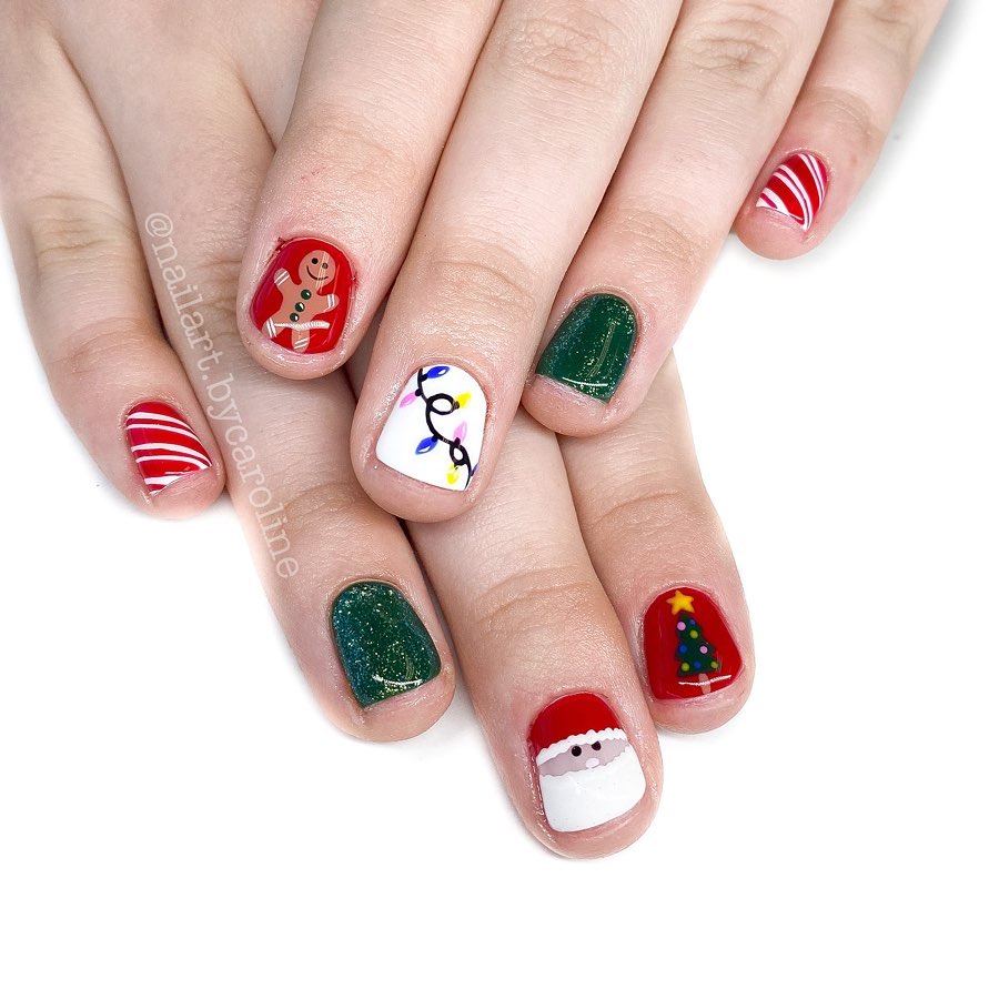 Illuminate Your Nails with 20 Christmas Lights Nail Ideas in 2024 20 Artistic Short Christmas Lights Nails