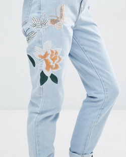 Asos Glamorous Emroidered Mom Jeans Asos Glamorous Emroidered Mom Jeans