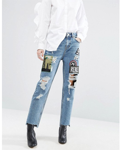 Asos Original Mom Jeans with Badges Asos Original Mom Jeans with Badges