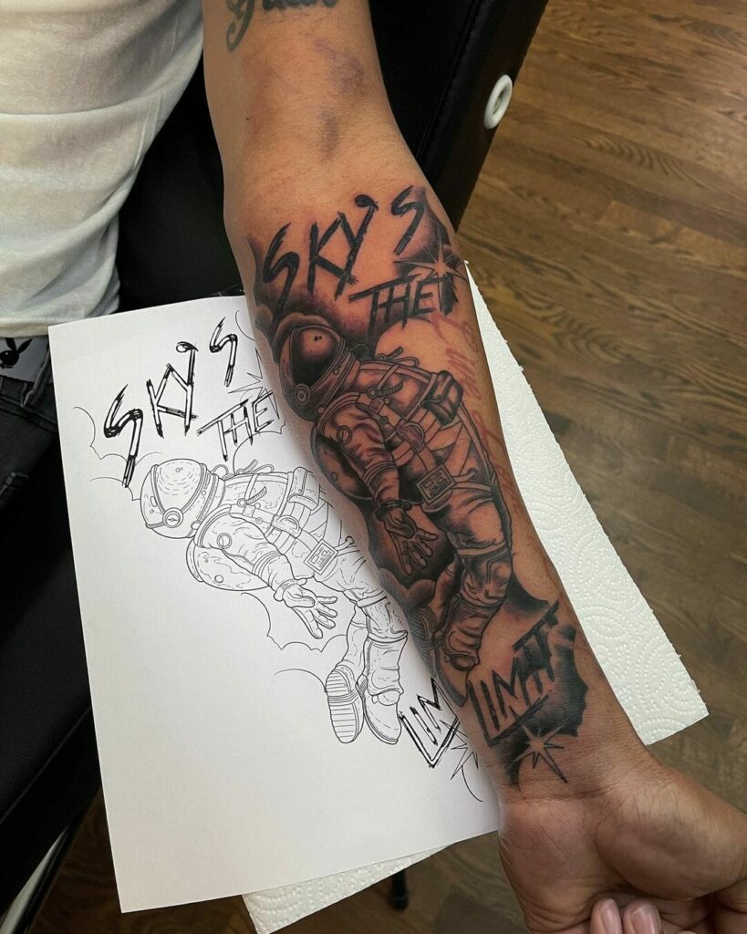 11+ Brown Skin Tattoo Ideas That Will Blow Your Mind! 12 Astronaut Tattoo On Brown Skin