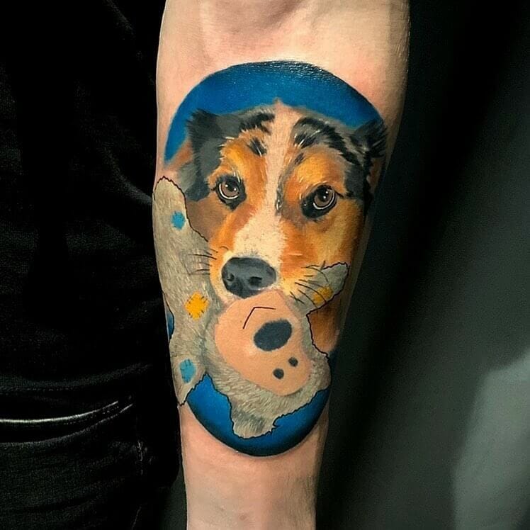 11+ Australian Shepherd Tattoo Ideas That Will Blow Your Mind! 12 Australian Shepherd Portrait
