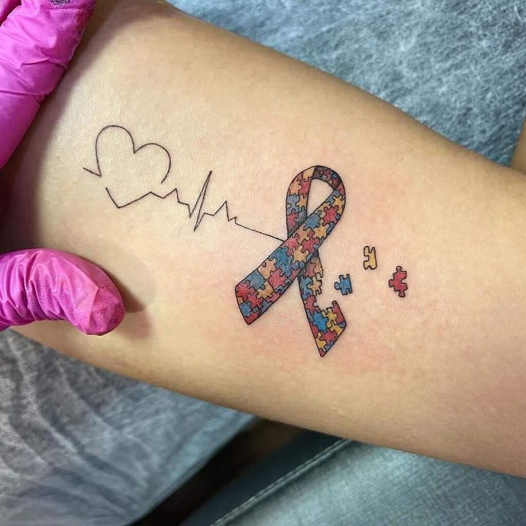 12+ Small Autism Tattoo Ideas To Inspire You! 14 Autism Ribbon Tattoo Design For Autistic People