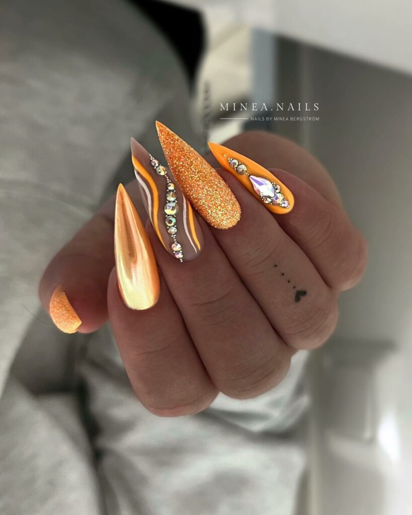 25 Latest Chrome Nail Ideas To Try In 2024! 15 Warmth of Autumn Glow Chrome Nails