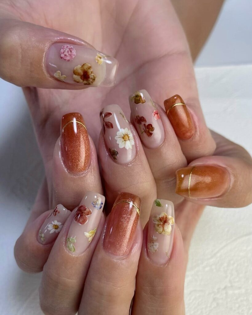 2024's Latest Flower Nail Designs: 29 Designs to Try 32 Autumn flower nails