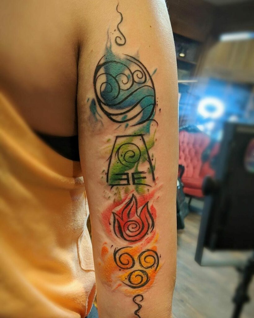 11+ Dark Age Tattoo Designs You Need To See! 15 Avatar Four Elements Tattoo