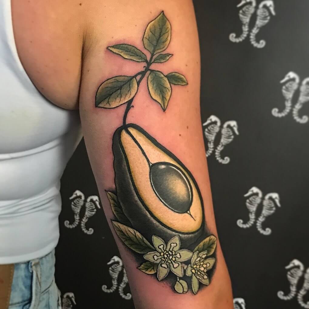 11+ Avocado Tattoo Ideas You'll Have To See To Believe! 16 Avocado Tattoo With Branch