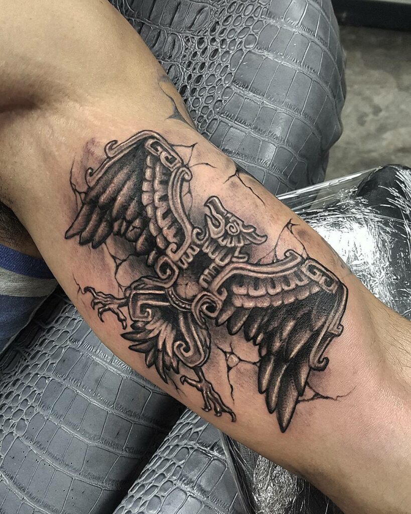 11+ American Traditional Eagle Tattoo Ideas That Will Blow Your Mind! 17 Aztec Eagle Tattoo