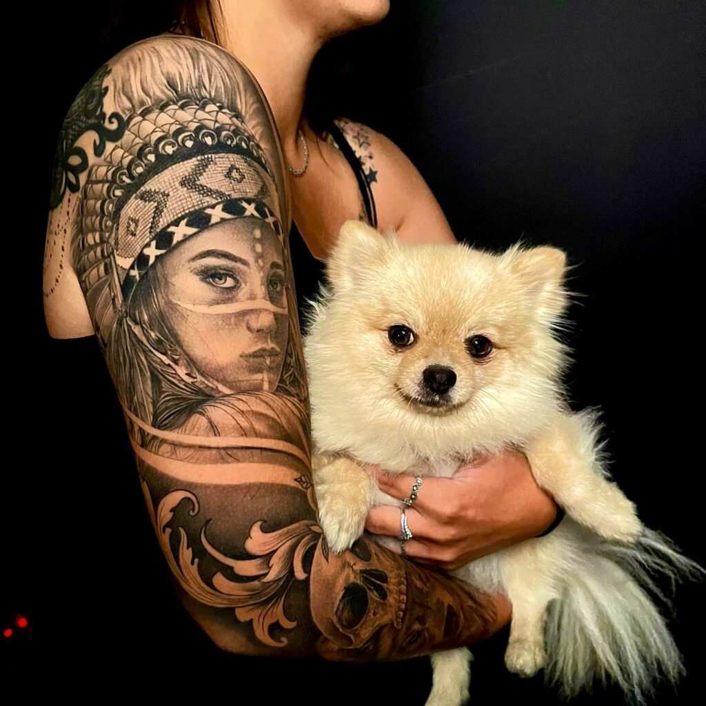 11+ Chick Tattoo Ideas That Will Blow Your Mind! 13 Aztec Princess Portrait Tattoo