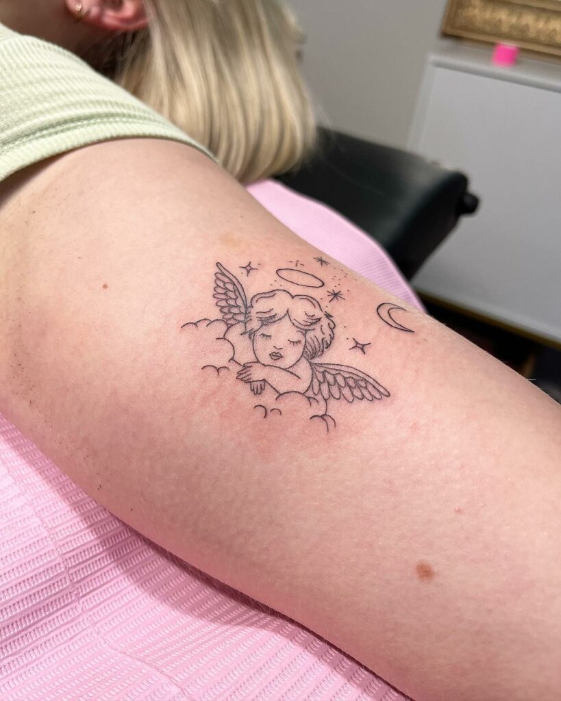 13+ In Loving Memory Tattoo Ideas That Will Blow Your Mind! 15 Baby Angel Messenger Tattoo Idea