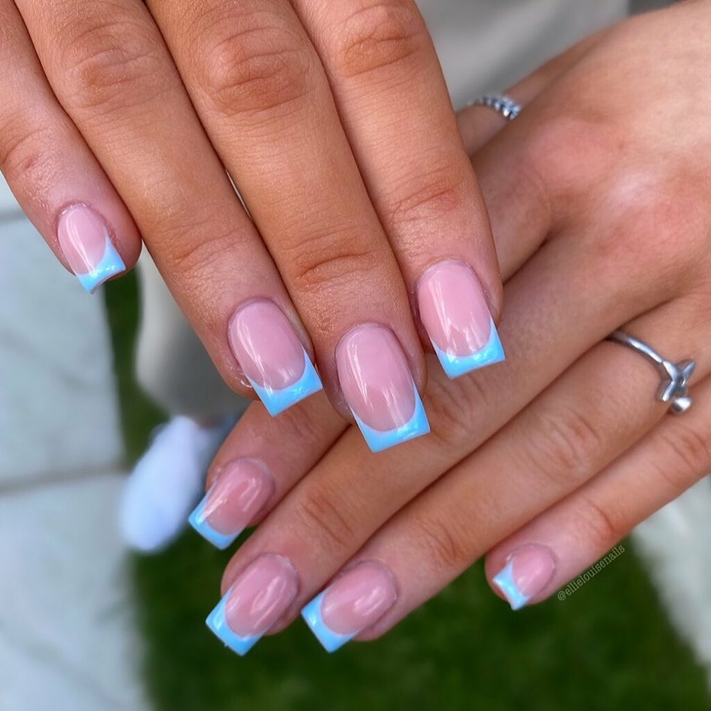 30 Blue French Tip Nail Ideas To Try In 2024! 12 Baby Blue Square French Nails