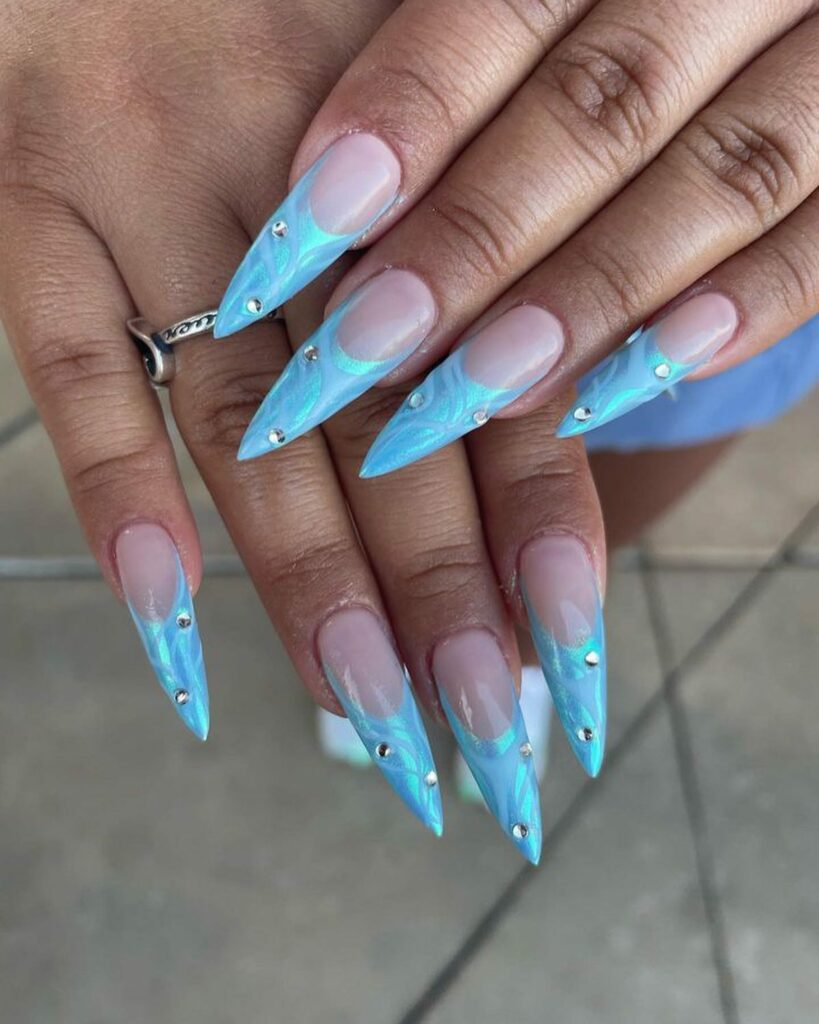 50 Latest Stiletto Nail Ideas To Try 2024! 28 French Baby Blue Stiletto Nails