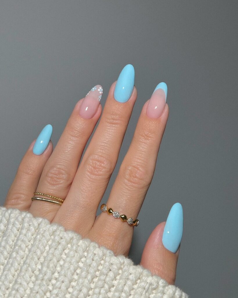 2024's Latest Flower Nail Designs: 29 Designs to Try 22 Baby Blue flower nails