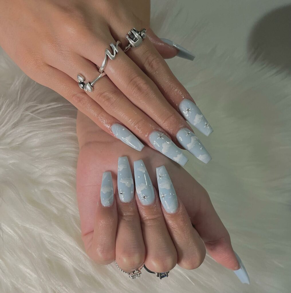 25 Latest Cloud Nails Designs To Try In 2024! 15 Baby Blues Pastel Cloud Nails