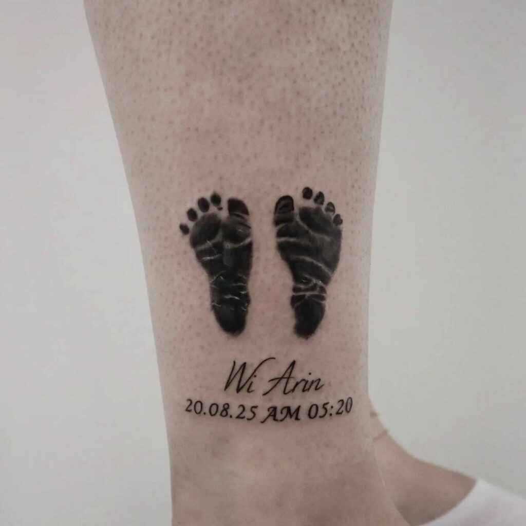 10+ Baby Tattoo For Mom Ideas That Will Blow Your Mind! 19 Baby Feet With Name Tattoos