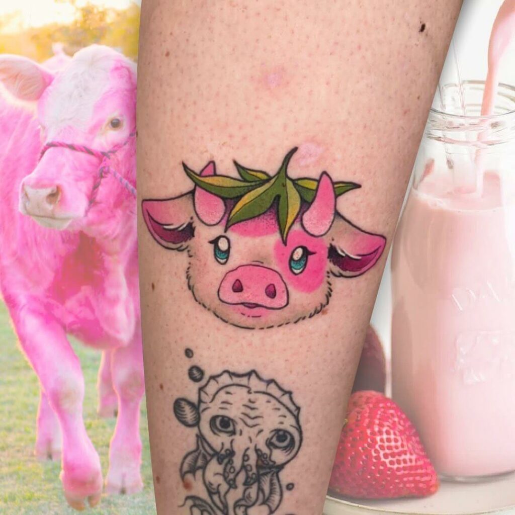 12+ Minimalist Cow Tattoo Ideas To Inspire You! 17 Baby Pink Cow Tattoo
