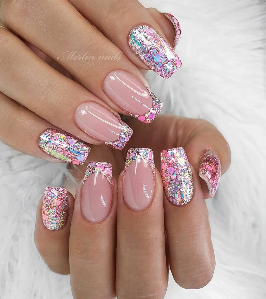 20 Latest Baby Pink Nail Ideas To Try In 2024! 17 Baby Pink Nails with a Dazzling Glitter