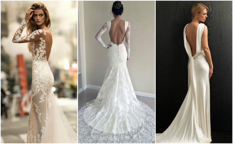 What to Wear Under a Wedding Dress 16 Three brides in backless wedding dresses