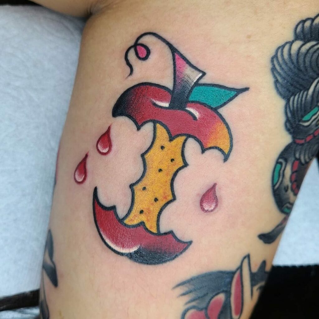 11+ Bad Apple Tattoo Ideas You'll Have To See To Believe! 13 Bad Apple Tattoo Designs With Blood