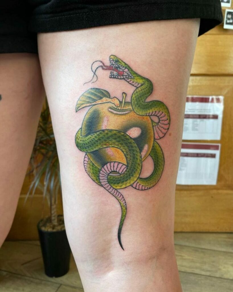 11+ Bad Apple Tattoo Ideas You'll Have To See To Believe! 11 Bad Apple Tattoo Designs With The Biblical Serpent