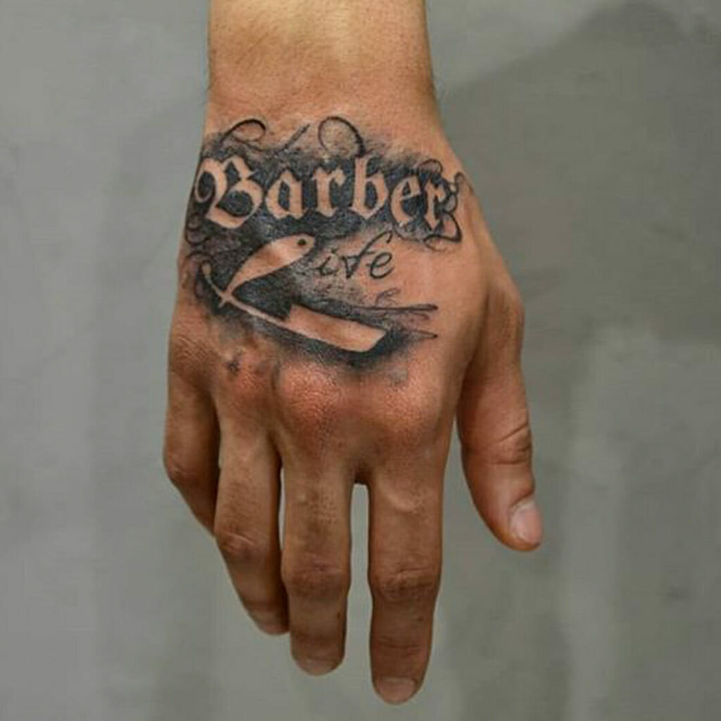 12+ Barber Tattoo Ideas To Inspire You! 14 Barber Word Tattoo