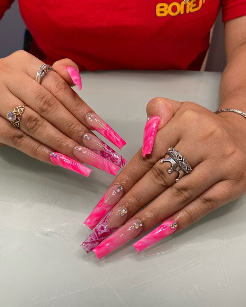Indulge in 40 Marble Nail Designs for 2024 22 Barbiecore