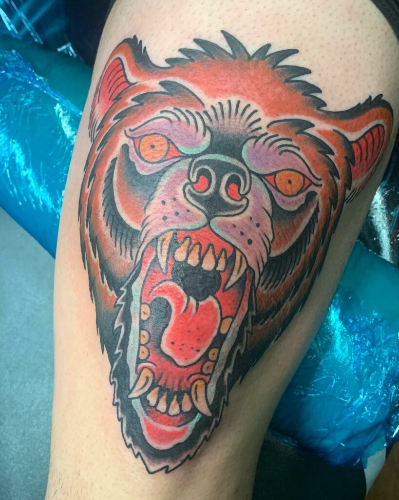 11+ Traditional Bear Head Tattoo Ideas That Will Blow Your Mind! 13 Bear Tattoo With Traditional Artwork
