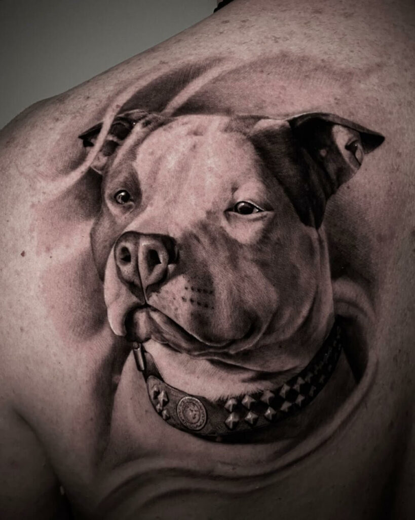 12+ Black And White Realism Tattoo Ideas To Inspire You! 20 Beautiful Black and Grey Realistic Dog Portrait Tattoos