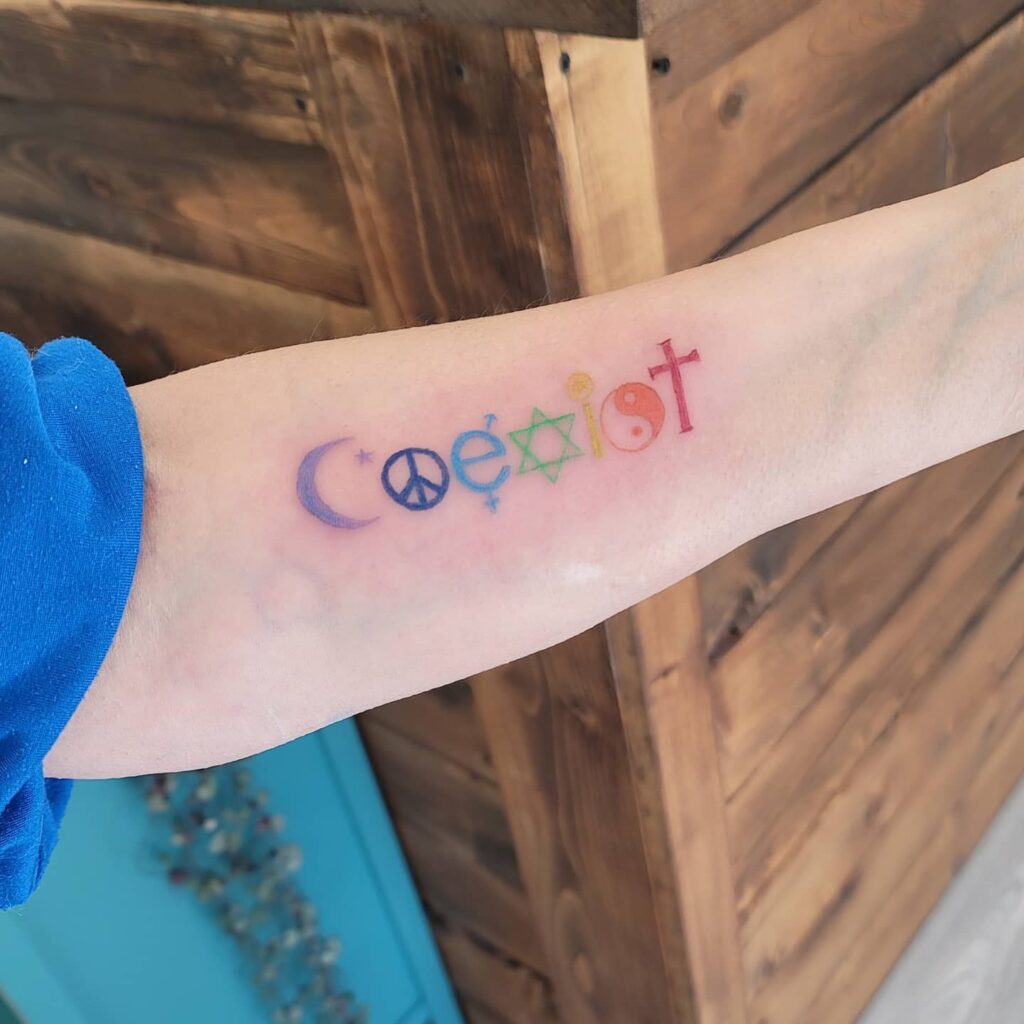 11+ Diversity Tattoo Ideas That Seem Too Good To Be True! 14 Beautiful Multicolor Coexist Tattoo