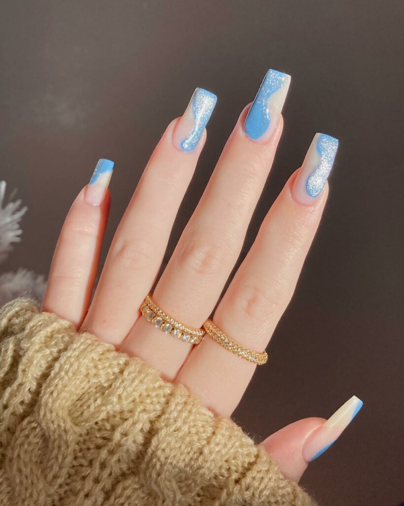 18 Latest Light Blue Nail Designs To Try In 2024! 13 Bedazzled baby blue nails