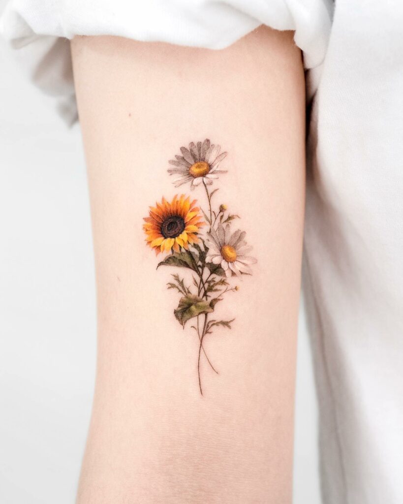 11+ Mini Small Sunflower Tattoo Ideas That Will Blow Your Mind! 20 Best Arm Sunflower Tattoo Ideas