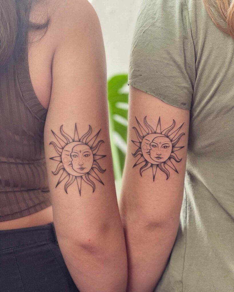 10+ Matching Sun And Moon Tattoo Ideas That Will Blow Your Mind! 15 Best Friends Moon And Sun Tattoo Matching
