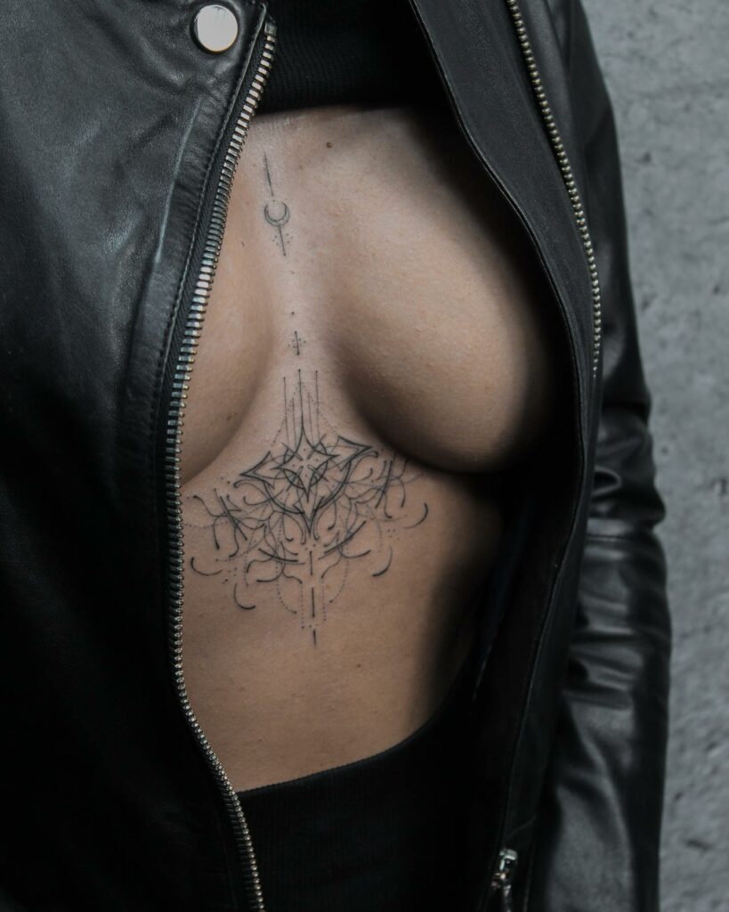 11+ Lace Under Breast Tattoo Designs That Will Blow Your Mind! 10 Best Lace Under Breast Tattoo