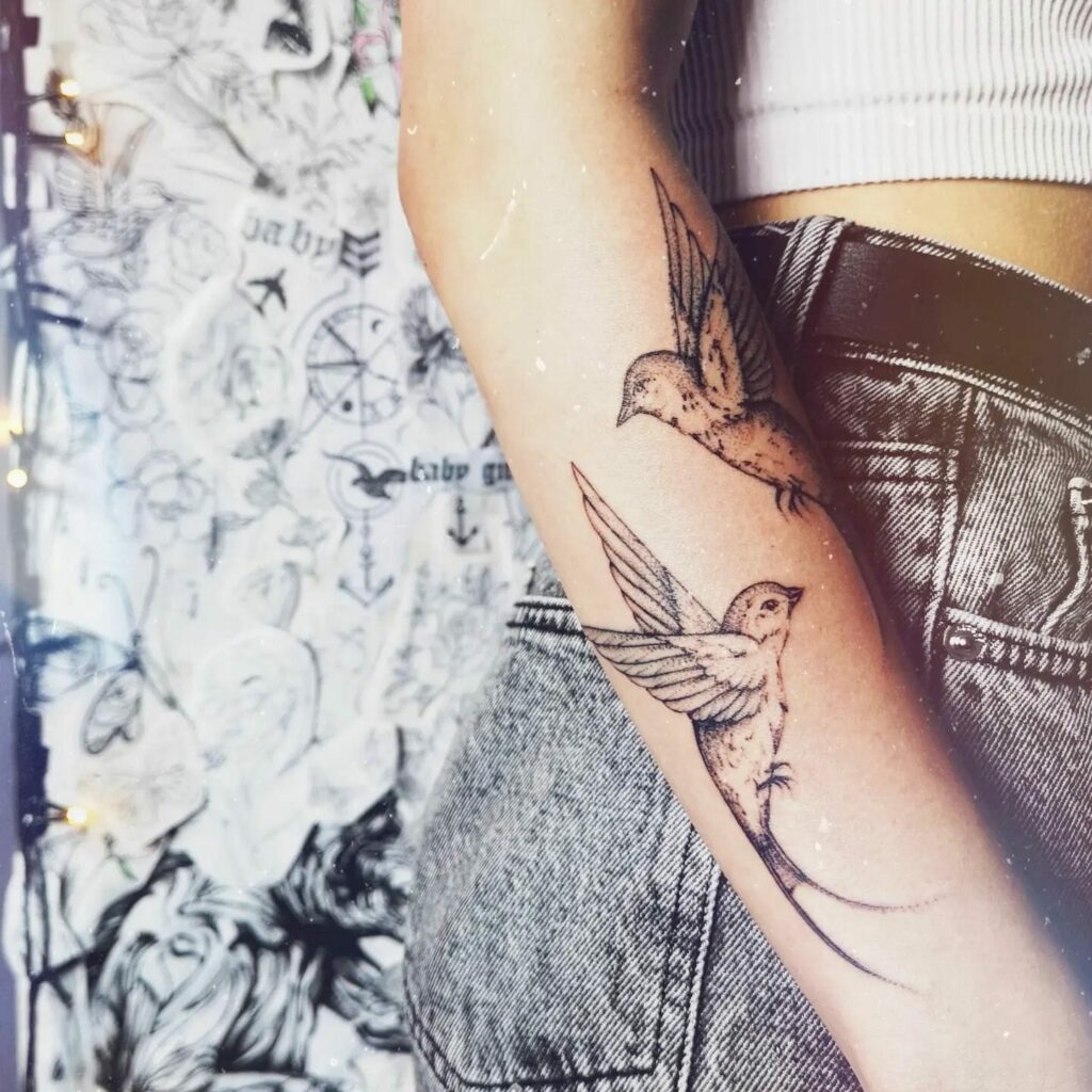 12+ Spaced Out Tattoo Sleeve Ideas To Inspire You! 13 Bird Spaced Out Tattoo Sleeve