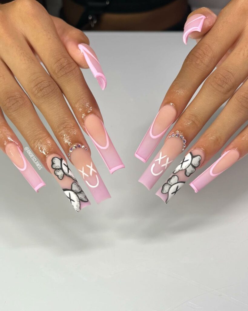Charming Pink and White Ombre Nail Ideas for 2024 💗 29 Birthday Ombre Nails