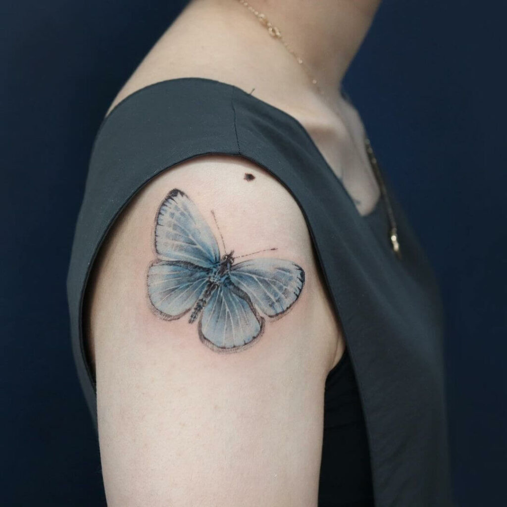 11+ Black And Blue Butterfly Tattoo Ideas That Will Blow Your Mind! 10 Black And Blue Butterfly Tattoo