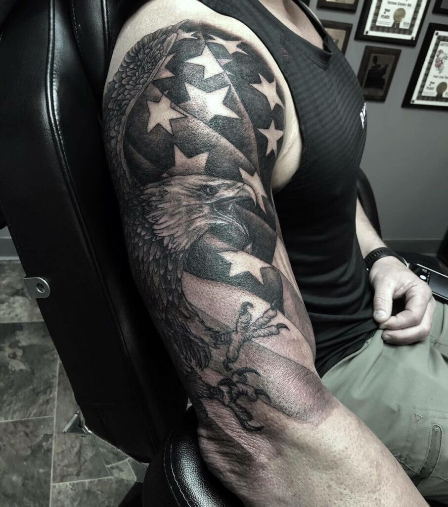 12+ Black American Flag Tattoo Ideas To Inspire You! 17 Black And Gray American Flag Tattoo