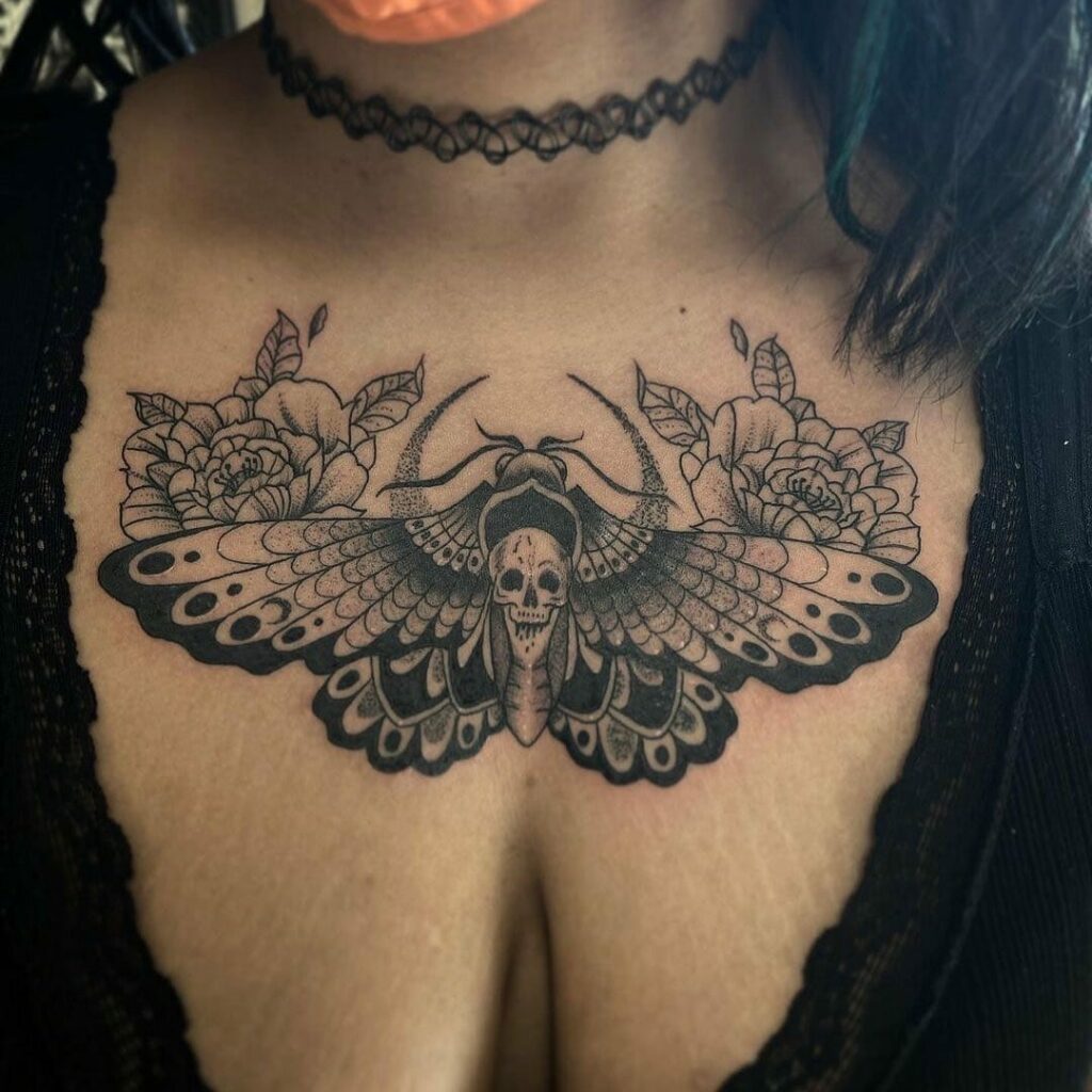 12+ Death Moth Tattoo Ideas To Inspire You! 13 Black And Grey Traditional Death Moth Tattoos