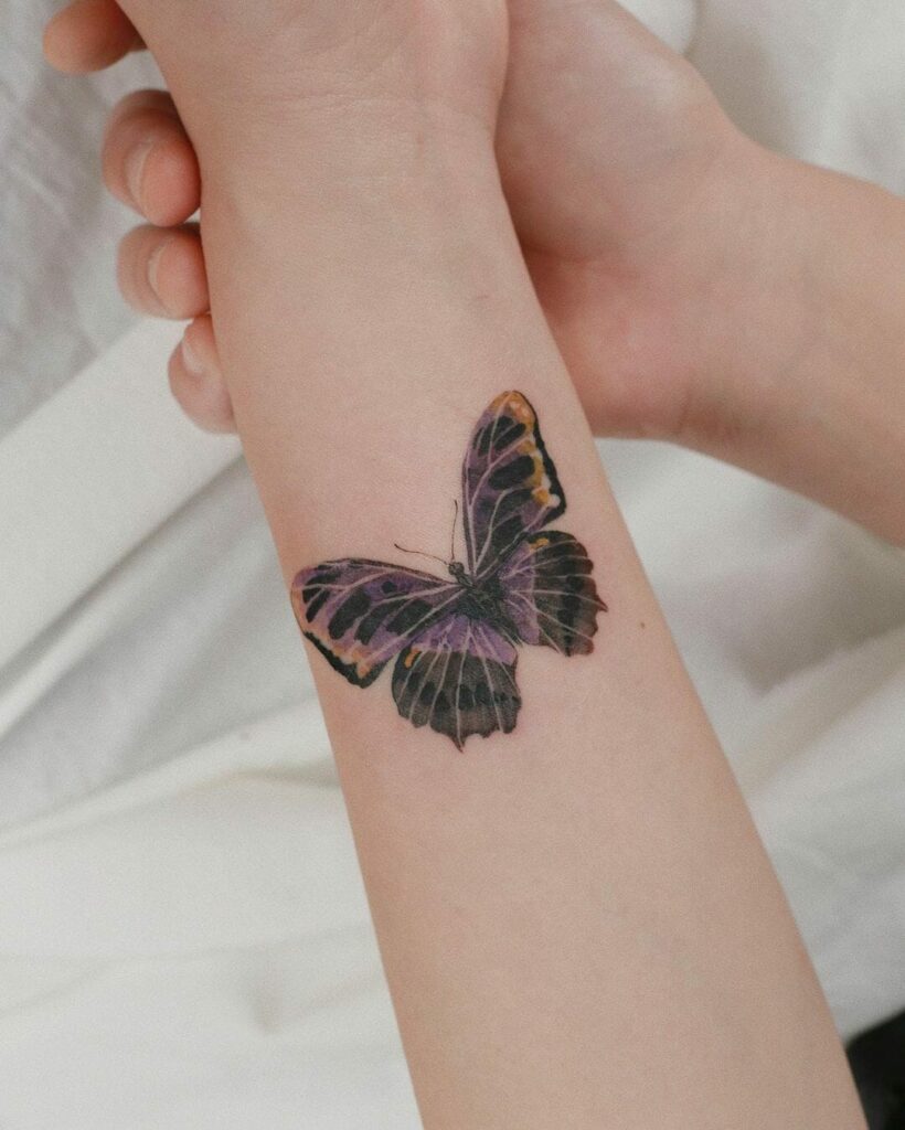 11+ Purple Butterfly Tattoo Ideas You Have To See To Believe! 19 Black And Purple Butterfly Tattoo For Your Wrist